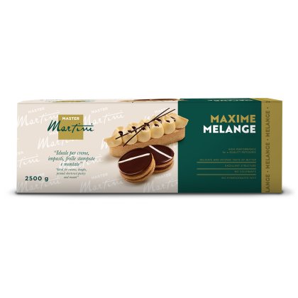 Master Martini Maxime Melange 烘焙用油盒裝，2500g，圖為巧克力與奶油裝飾的糕點